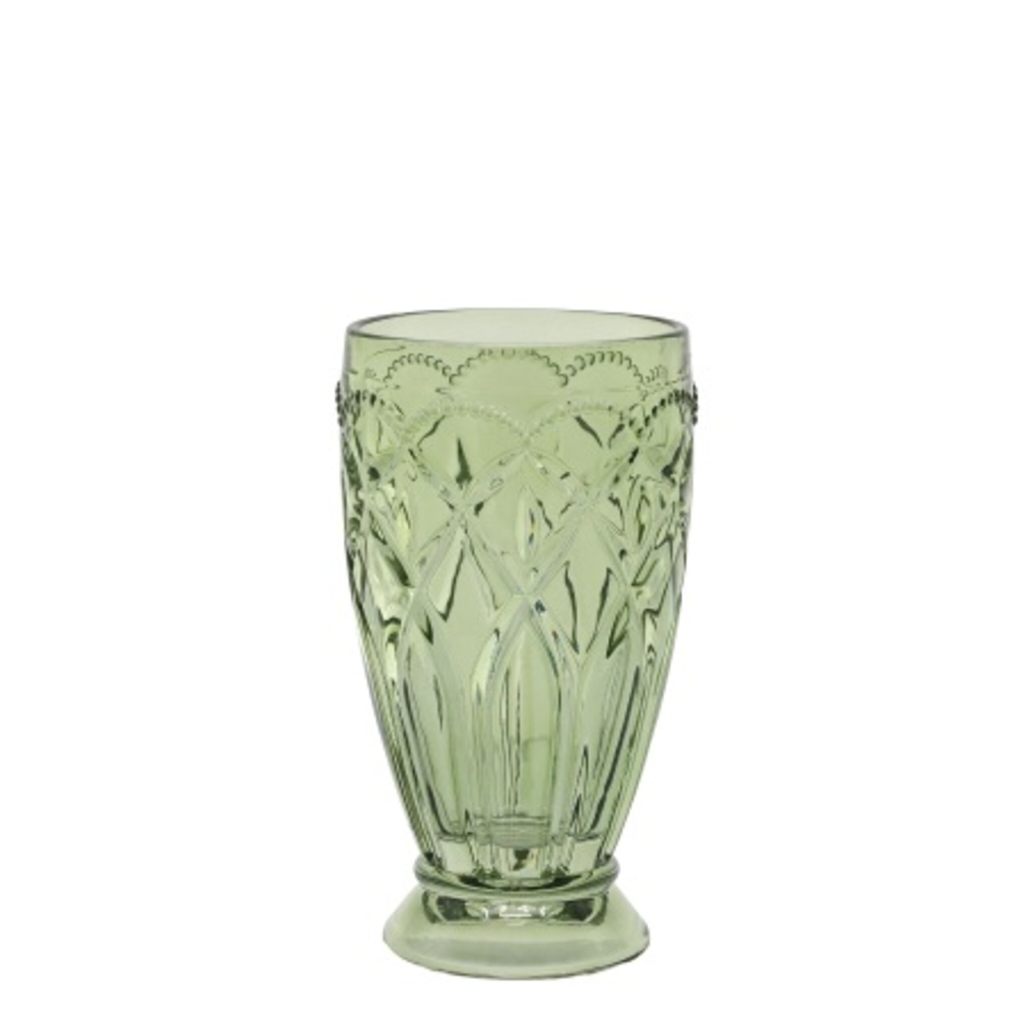 Saint-Émilion hohes Glas mit Muster, oliv 