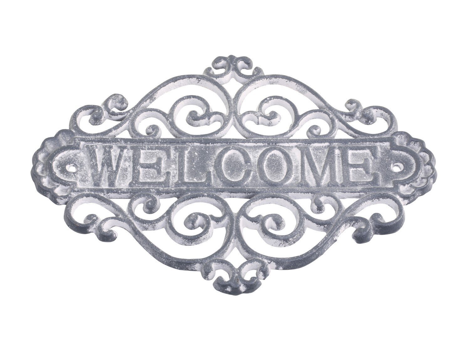 Schild Welcome, antik grau 