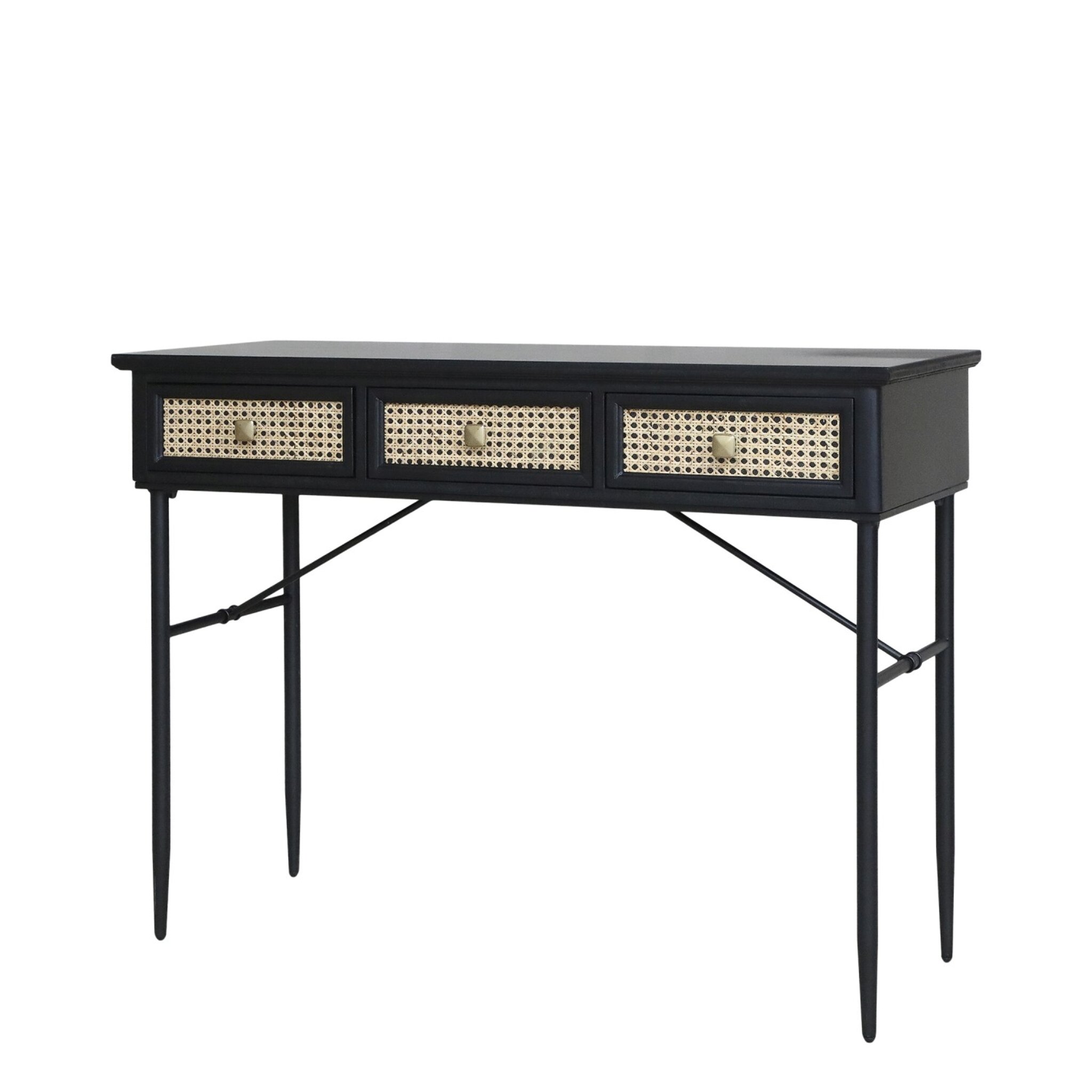 Schreibtisch mit 3 Schubladen, schwarz 