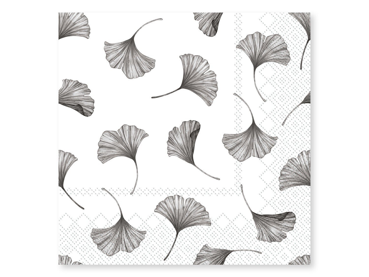 Serviette Gingko Blätter, weiss 