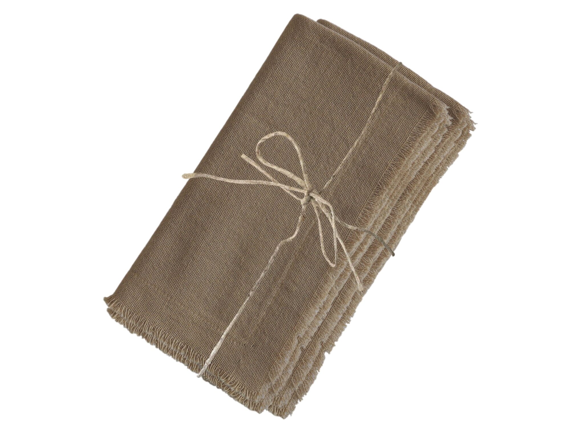 Serviette mit Fransen im 4er Set, kamel 
