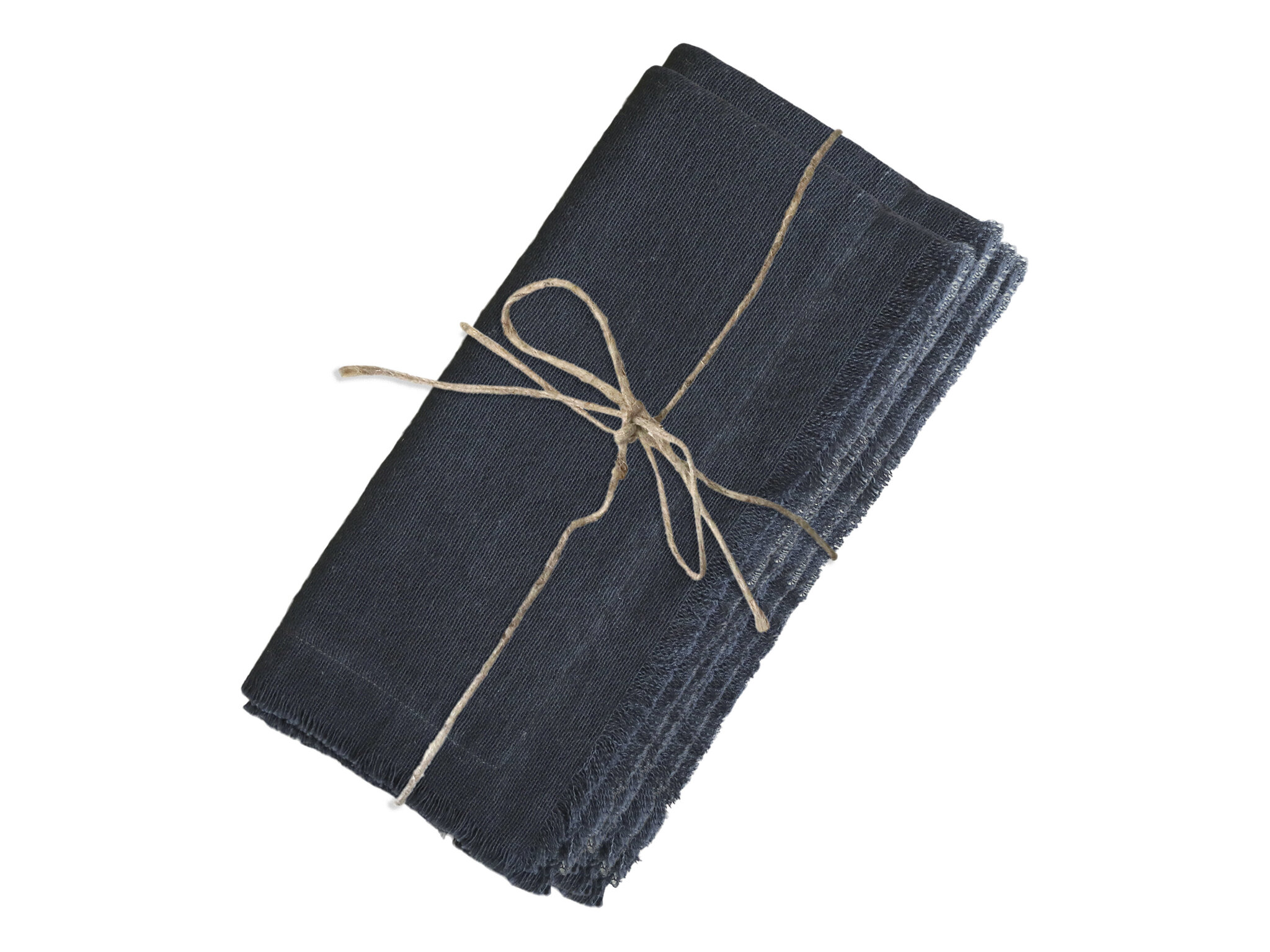 Serviette mit Fransen im 4er Set, kohle 