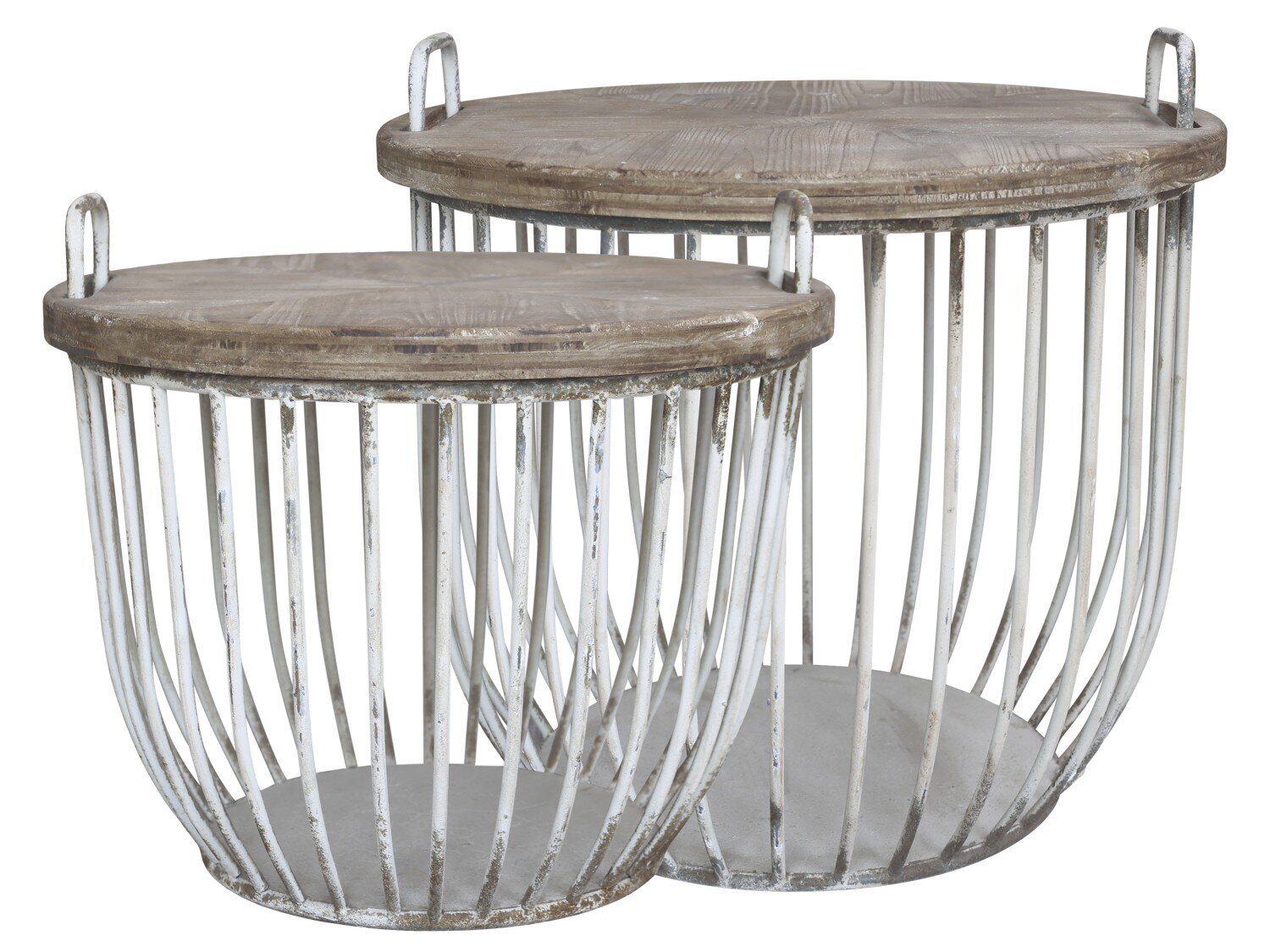 Shabby Sofatisch mit Holzdeckel 2er Set, weiss 