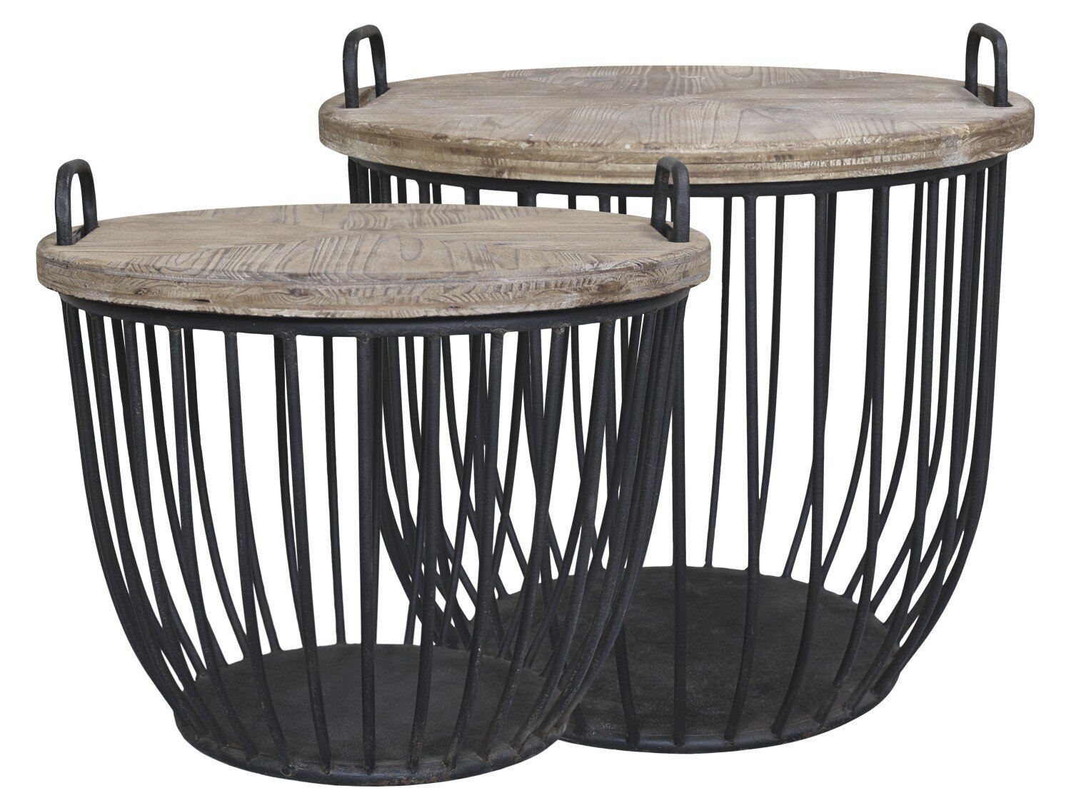 Shabby Sofatisch mit Holzdeckel 2er Set, schwarz 