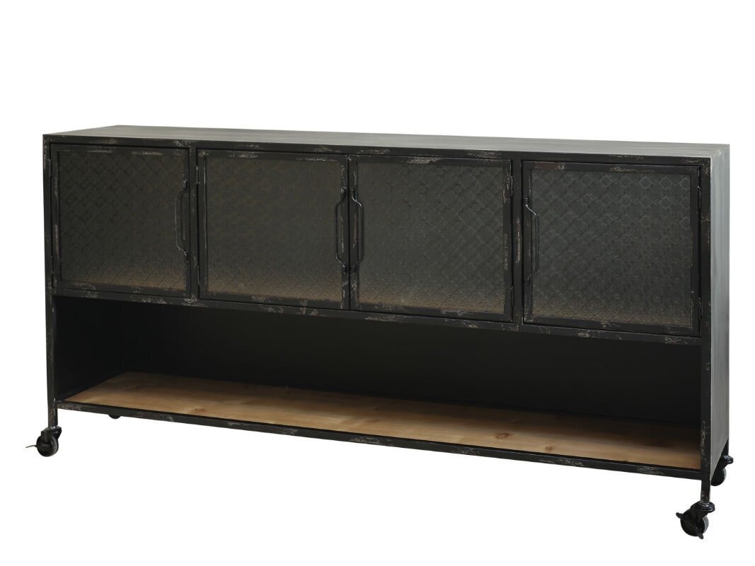 Sideboard mit mattierten Glastüren & Regal, schwarz 