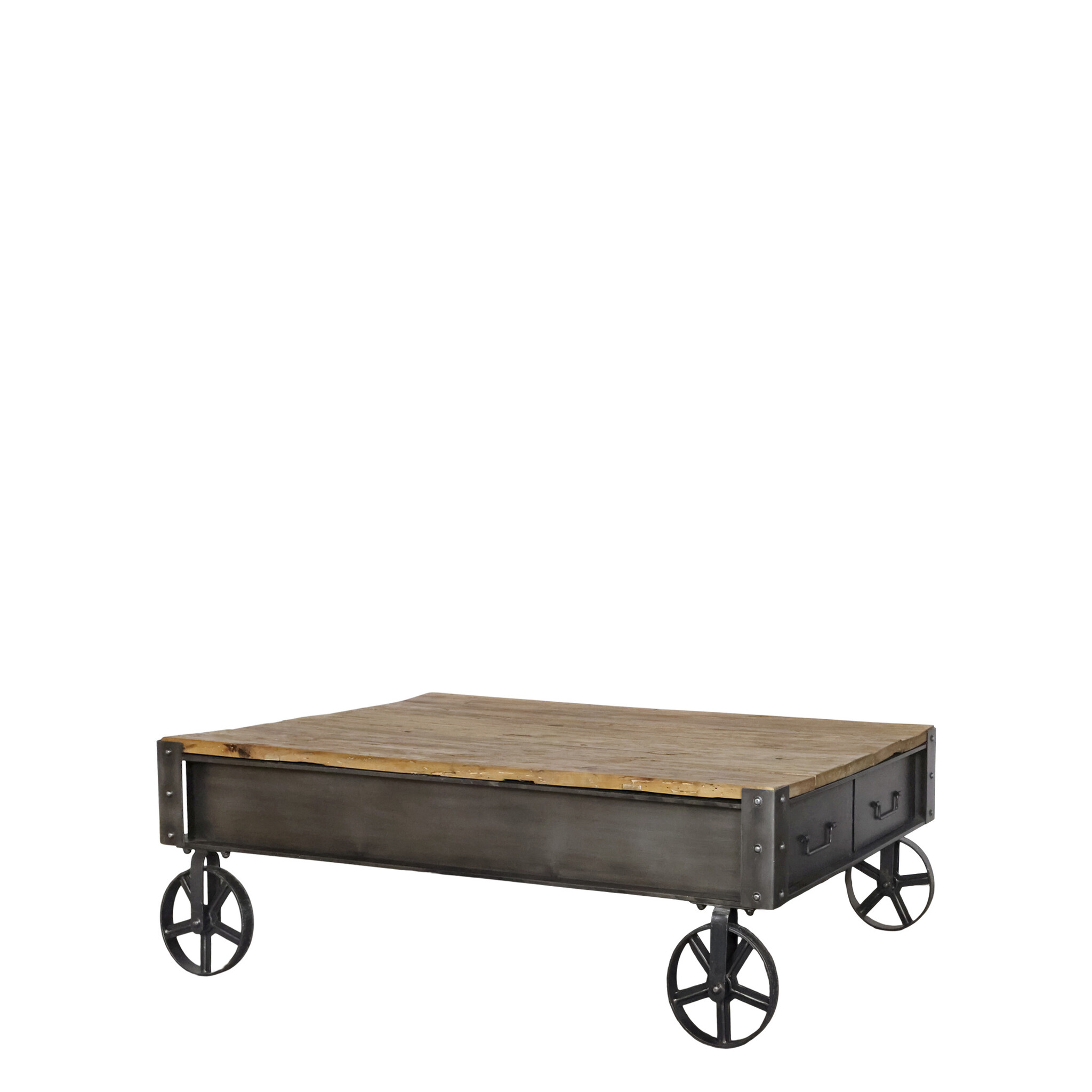 Sofatisch mit Schublade Ulmenholz Schwarz & Natur, natur 