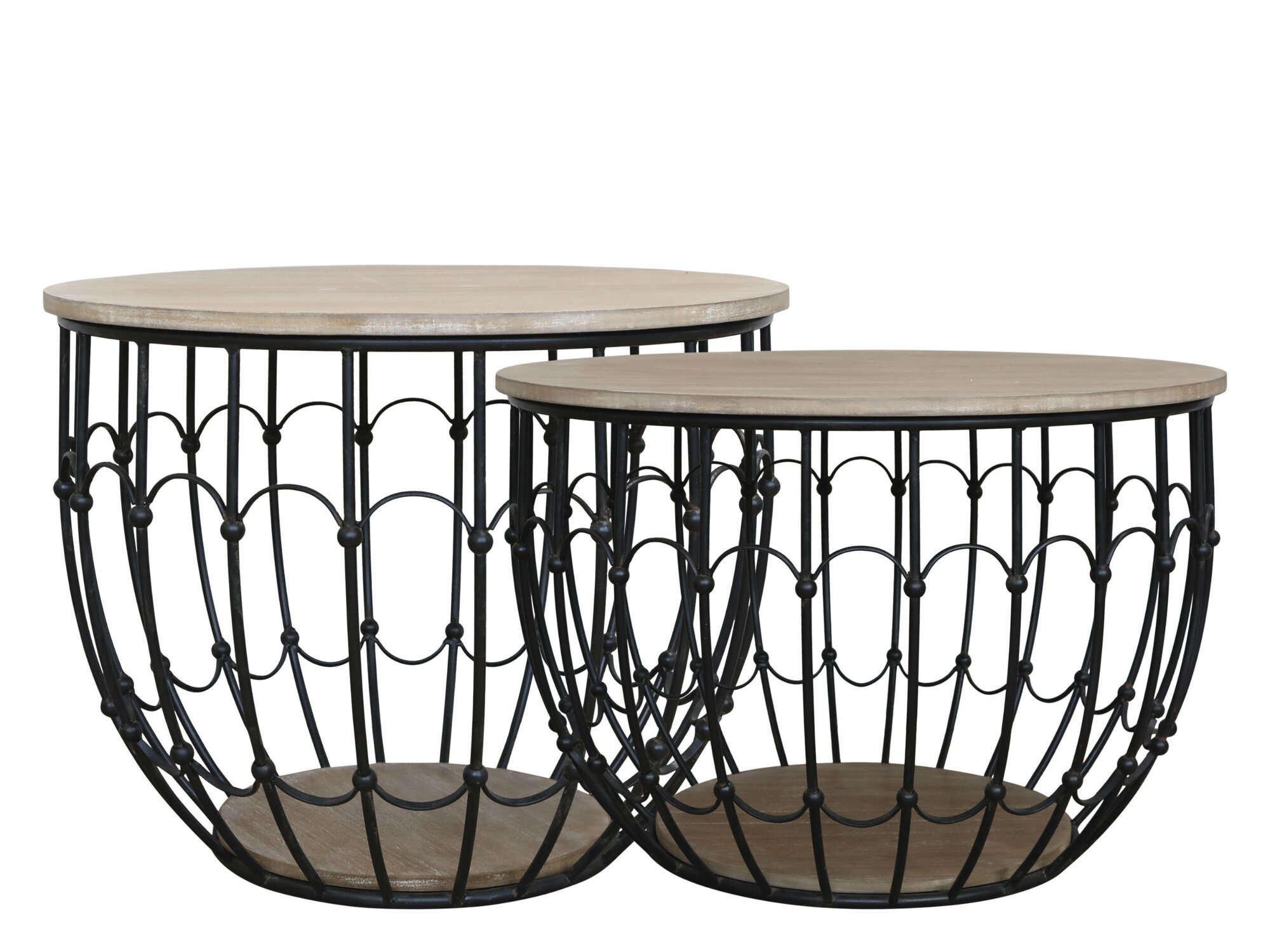 Sofatisch mit Holzdeckel 2er Set, schwarz 