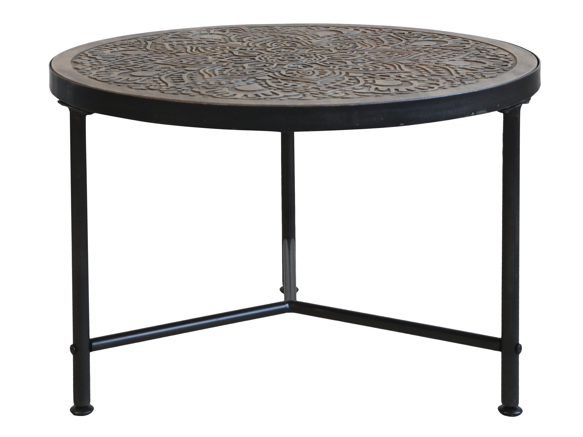 Sofatisch mit Schnitzerei, natur Höhe 41,5, Ø 60 cm