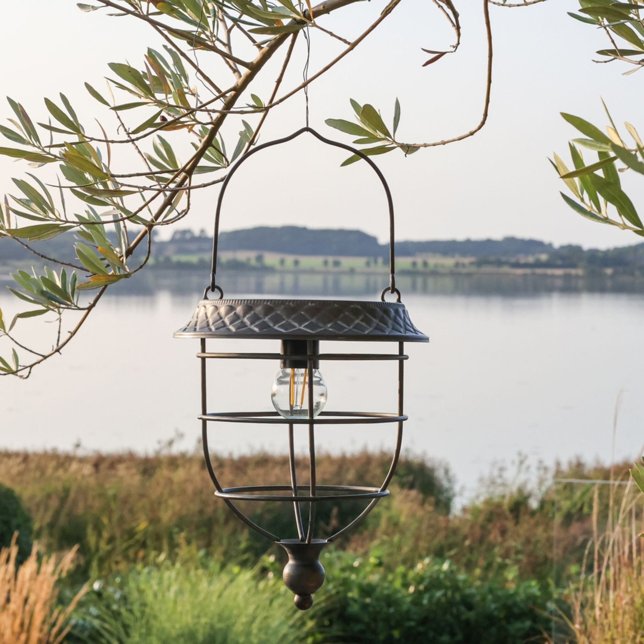 Solarlaterne zum Hängen – Vintage LED, antique zink 