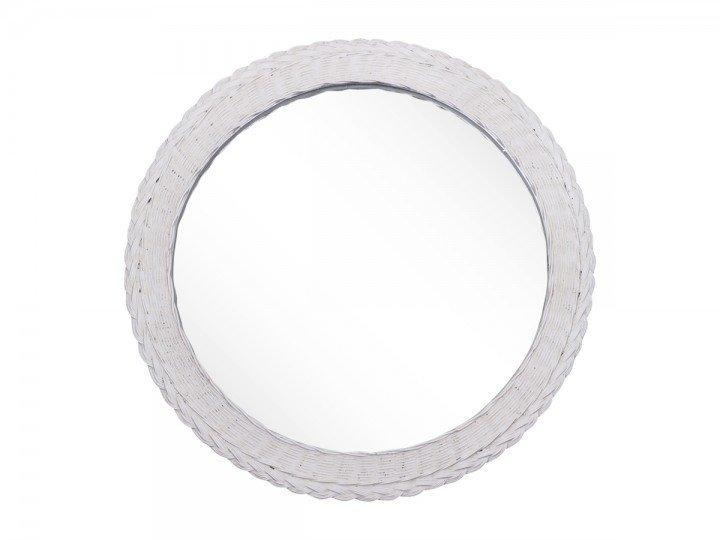 Chic Antique Spiegel mit Geflecht Kante, antik creme B1,5/D29 cm