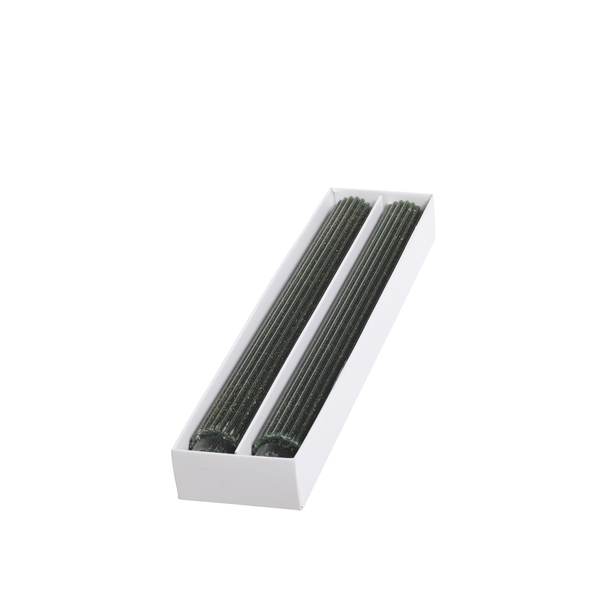 Stabkerze mit Rillen und Glitzer 2er-Set, oliven 