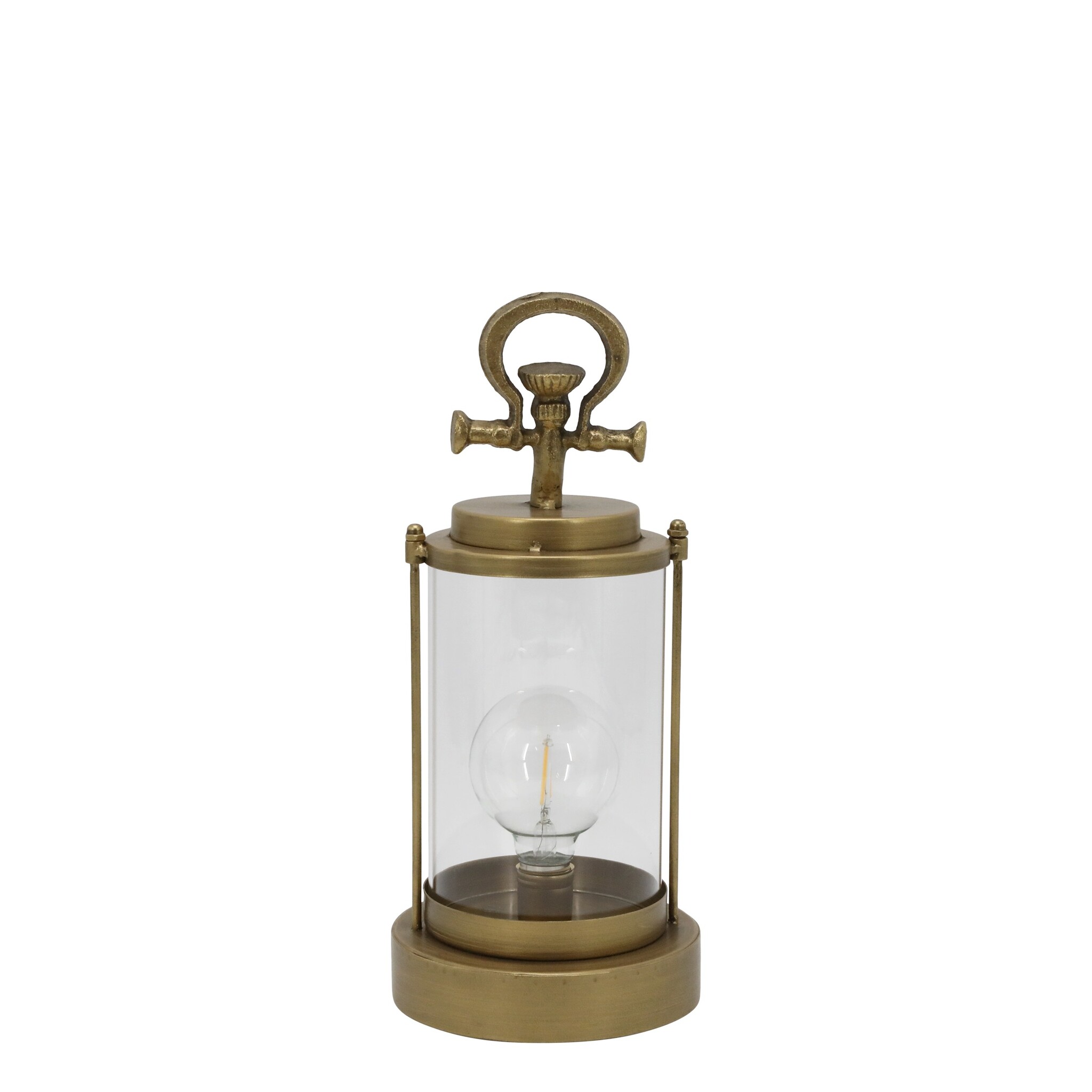 Stall Laterne mit LED und Timer, gold Höhe 36, Ø 16 cm