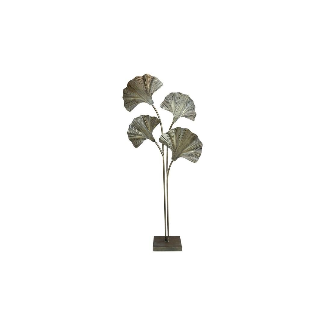Stehlampe mit 4 Ginkgo Blättern, messing 