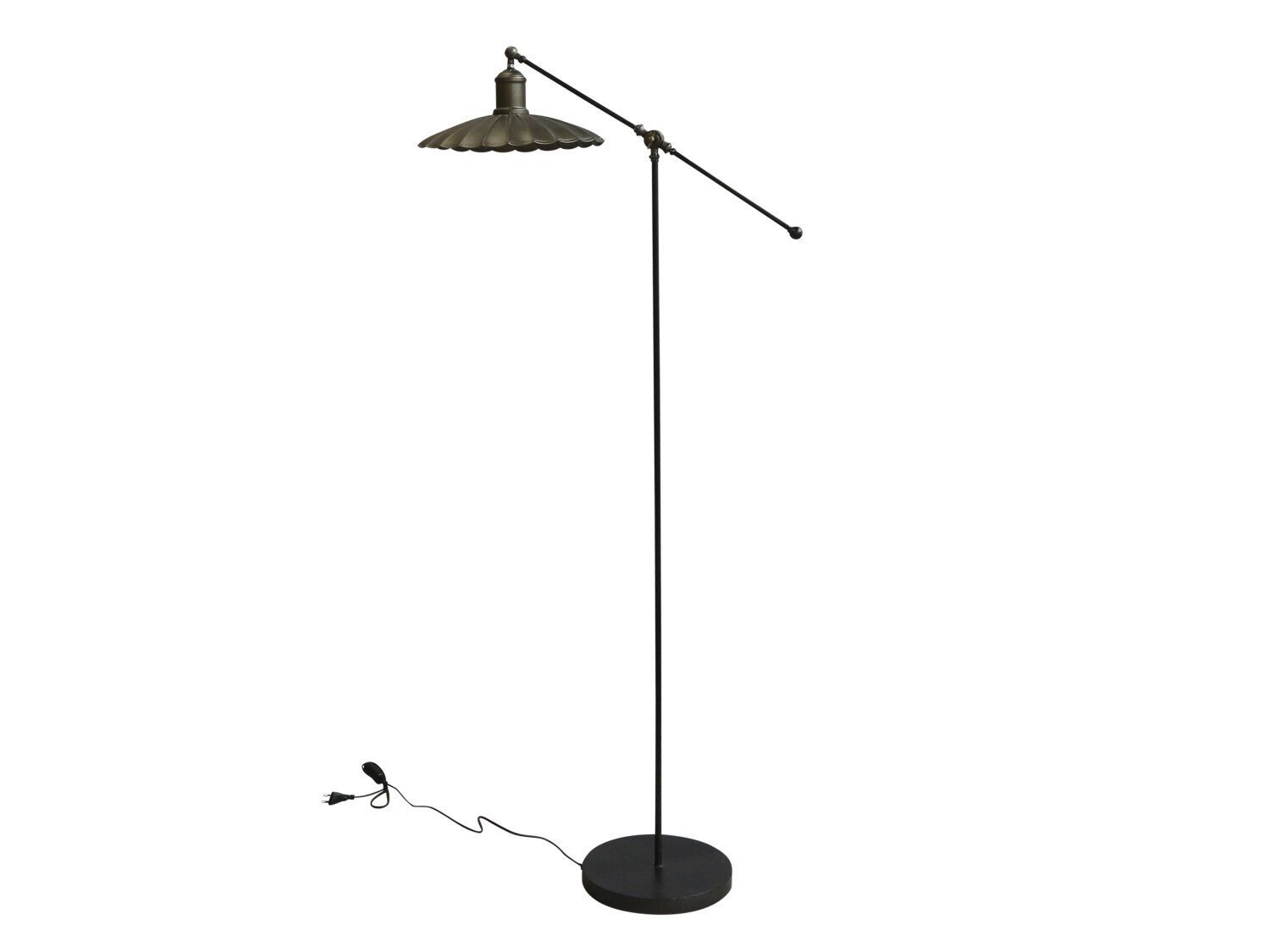 Stehlampe mit Blumenschirm, antik messing 