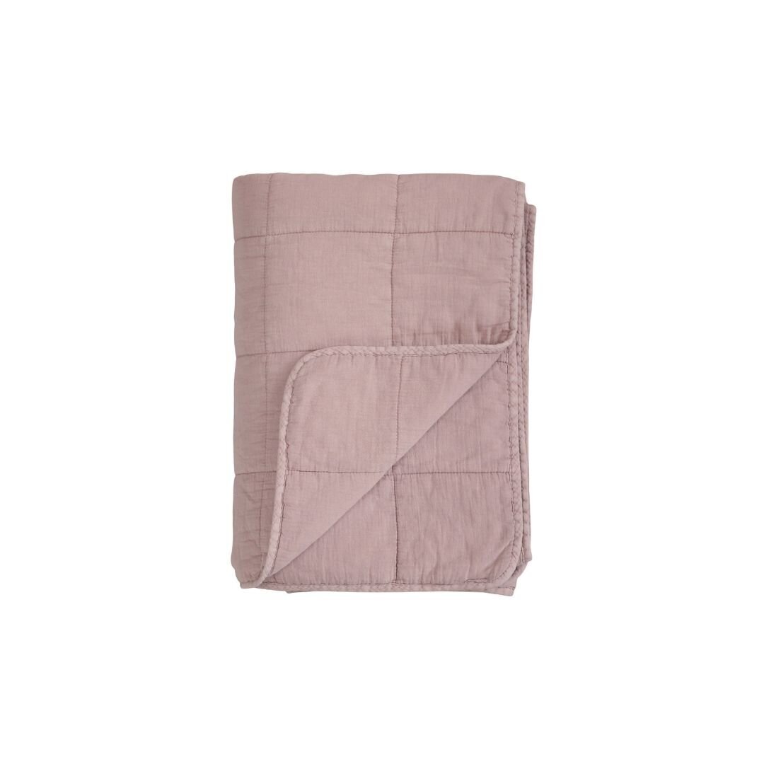 Vintage Quilt Steppdecke mit Stone-Washed Optik, staubig rosa 