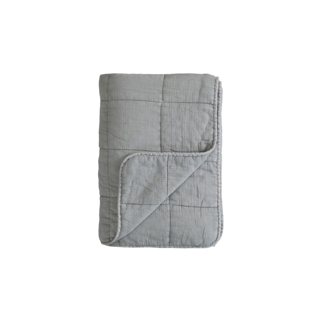 Vintage Quilt Steppdecke mit Stone-Washed Optik, franz. grau 