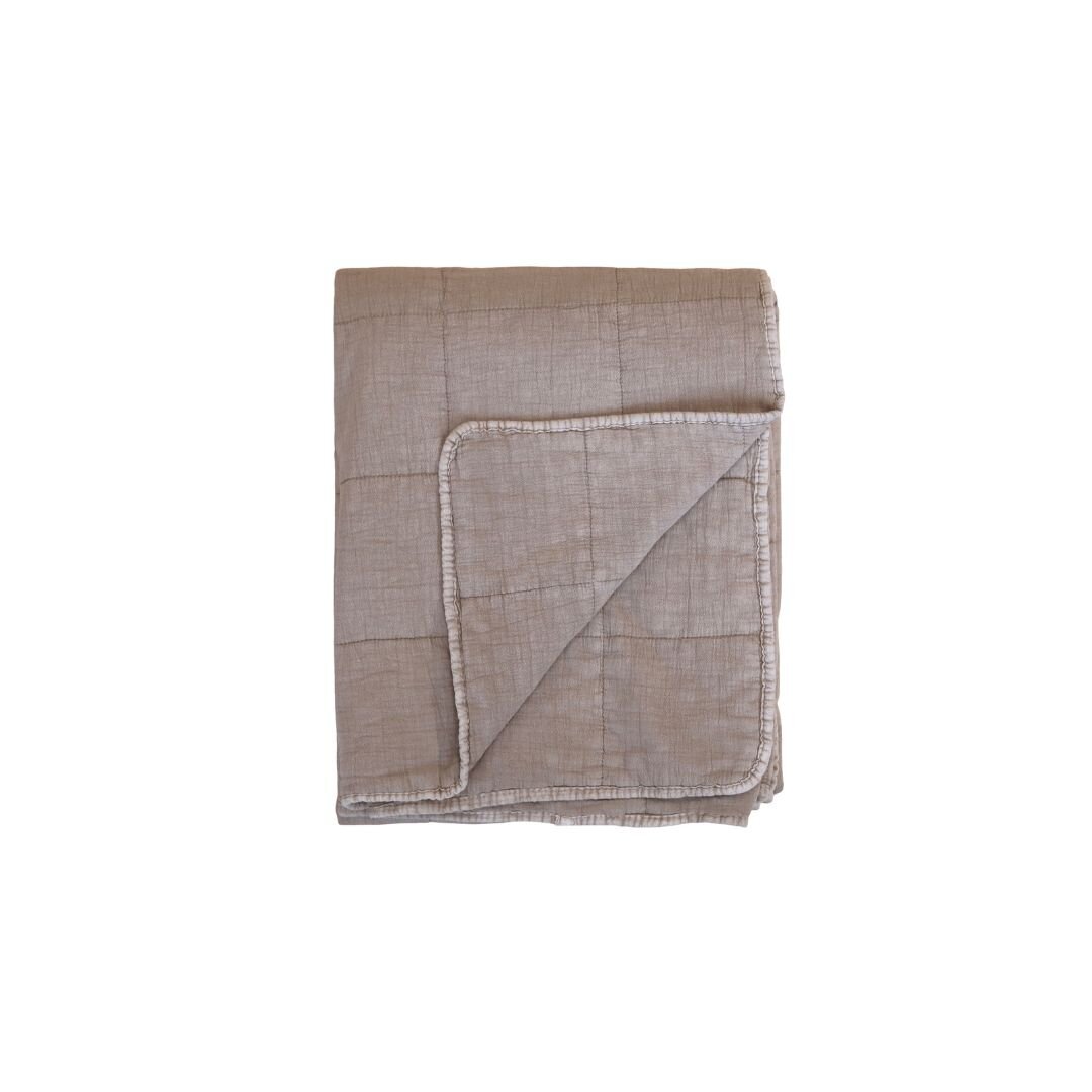 Vintage Quilt Steppdecke mit Stone-Washed Optik, leinen 