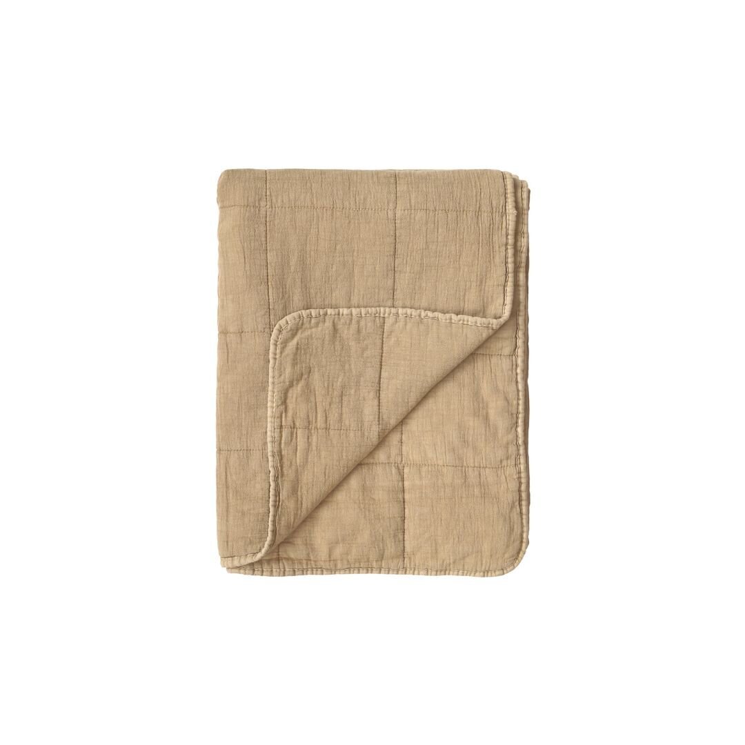 Vintage Quilt Steppdecke mit Stone-Washed Optik, bernstein 