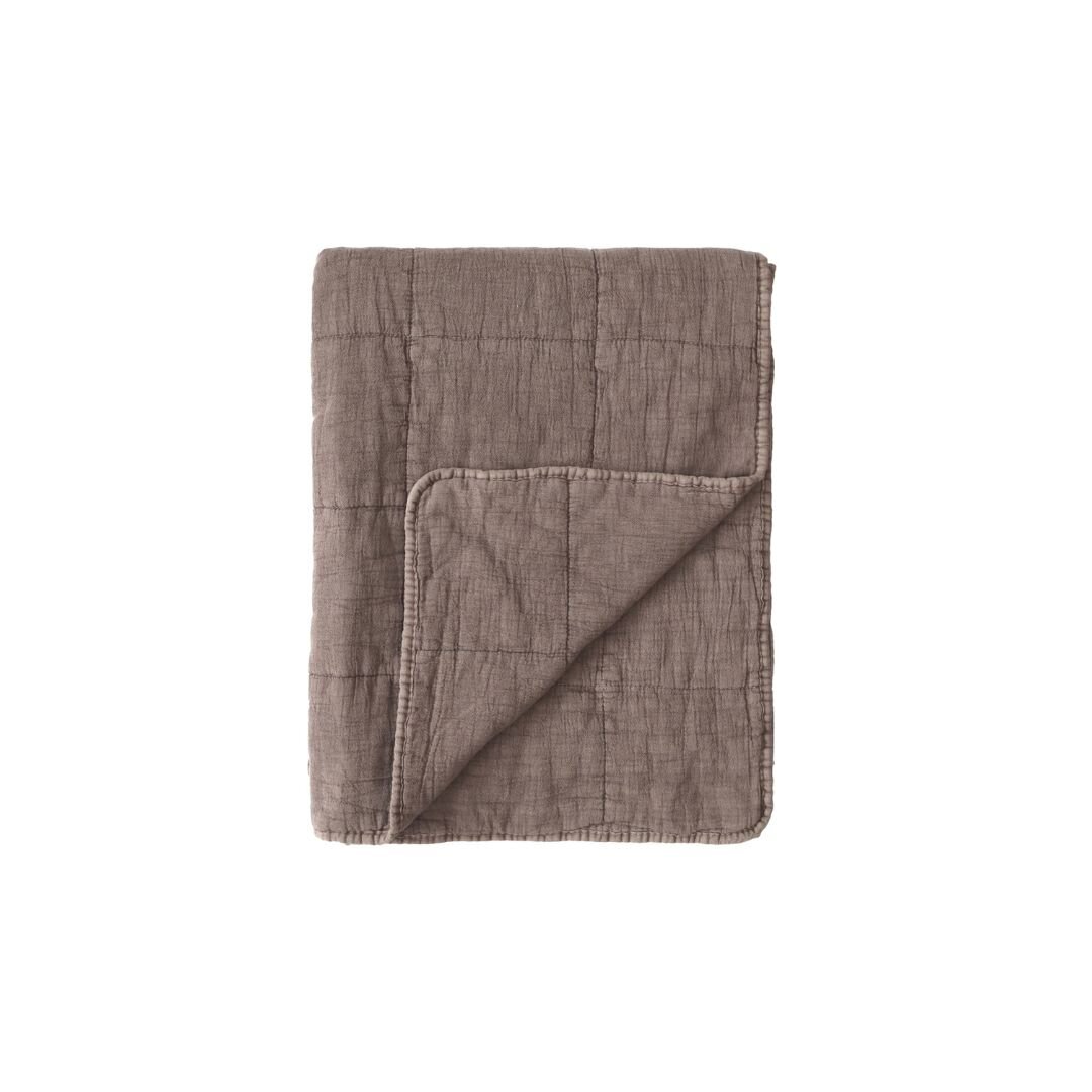 Vintage Quilt Steppdecke mit Stone-Washed Optik, mokka 