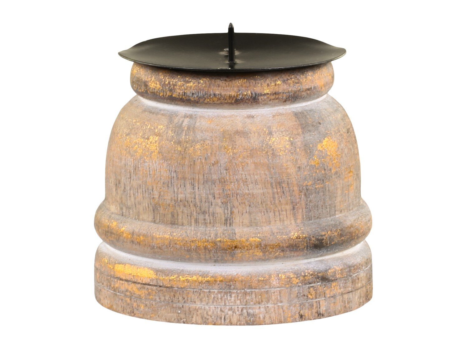 Stumpen Kerzenständer aus Mangoholz, antique natur 