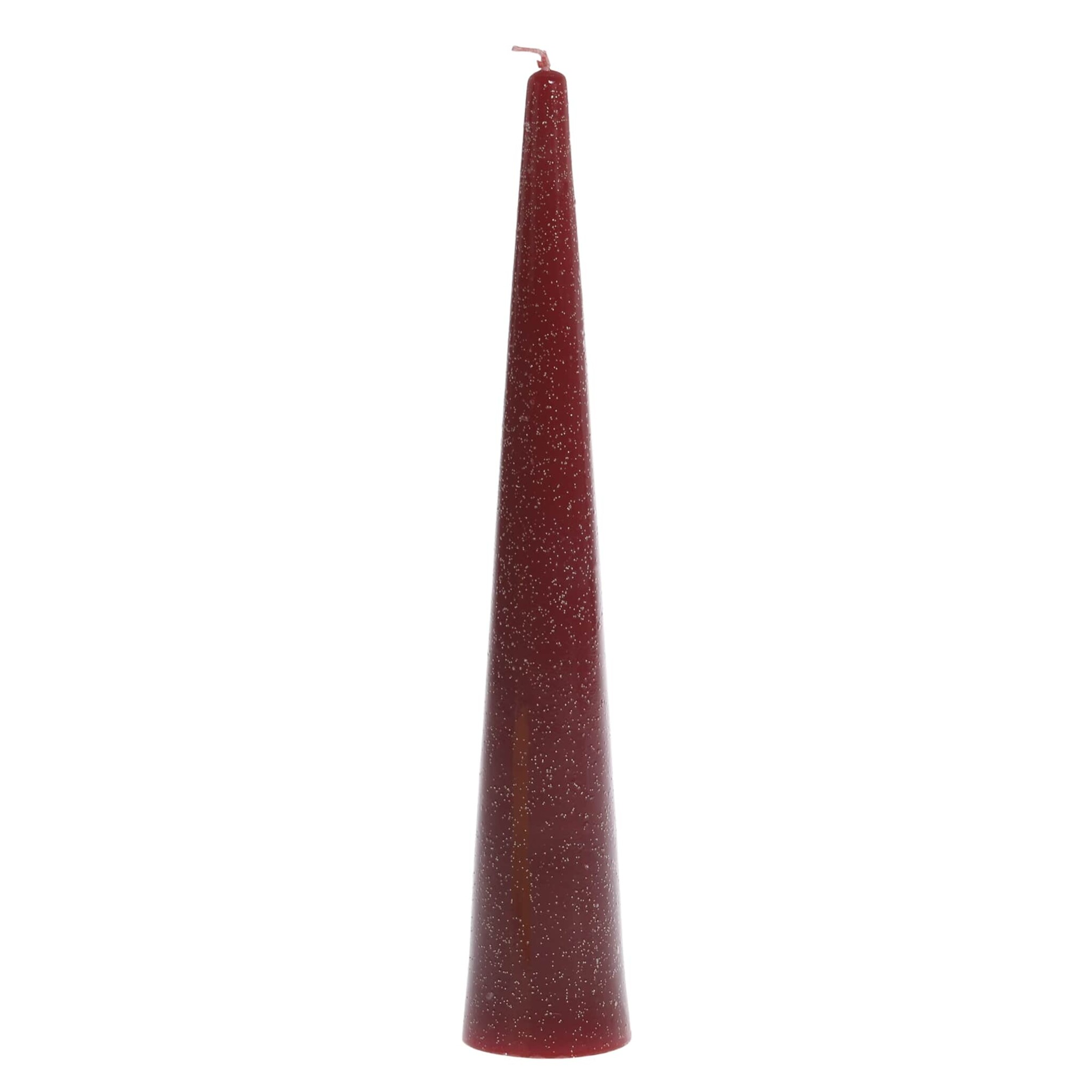 Stumpenkerze Kegel mit Glitzer, cherry 