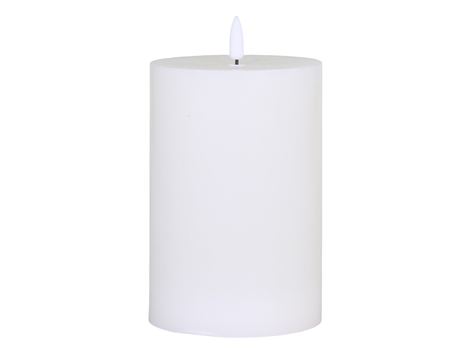 Stumpenkerze mit LED inkl. Batterie, weiss H15/Ø10 cm