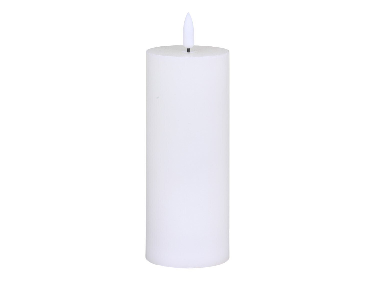 Stumpenkerze mit LED inkl. Batterie, weiss H15/Ø6 cm