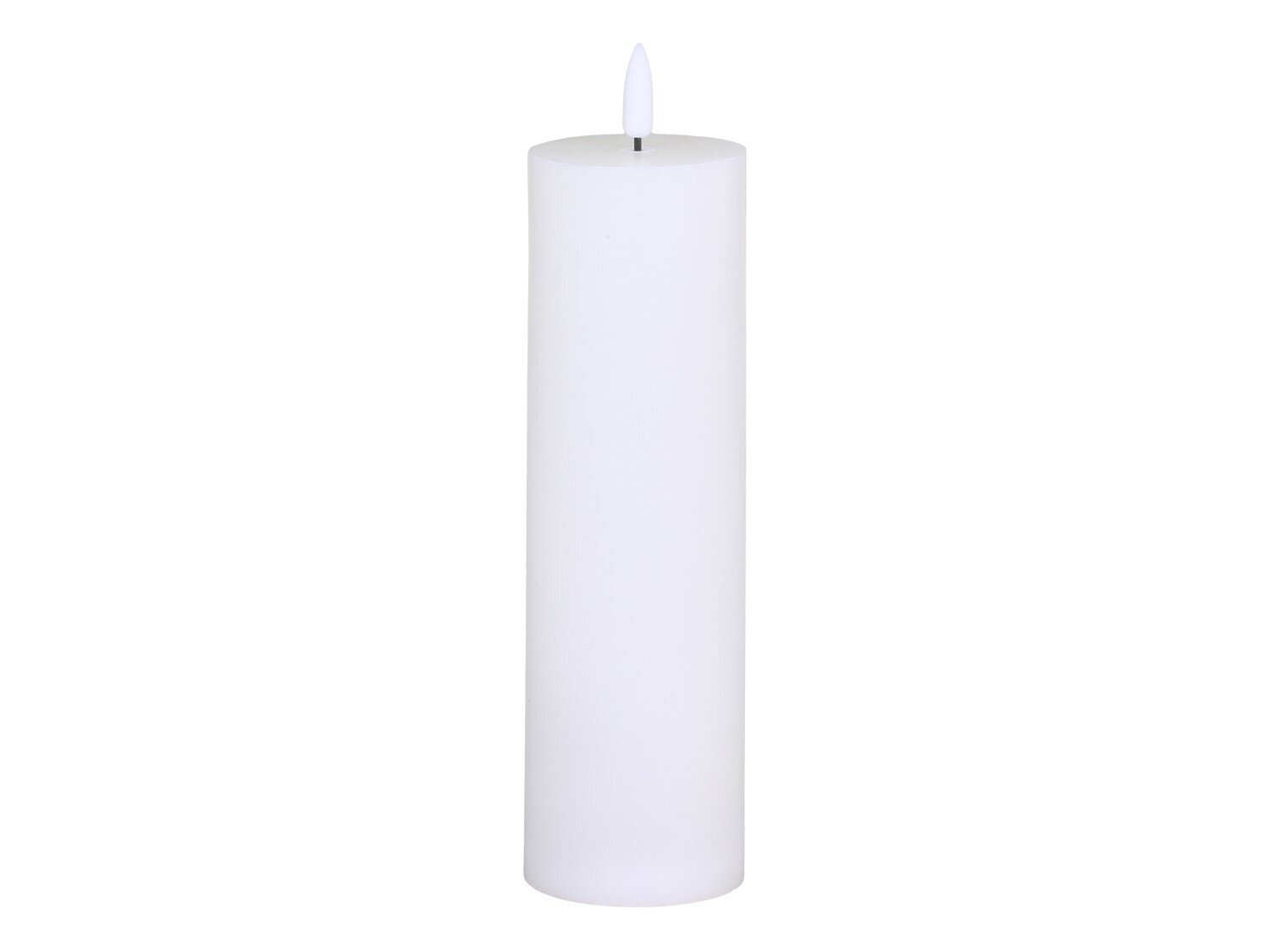 Stumpenkerze mit LED inkl. Batterie, weiss H20/Ø6 cm