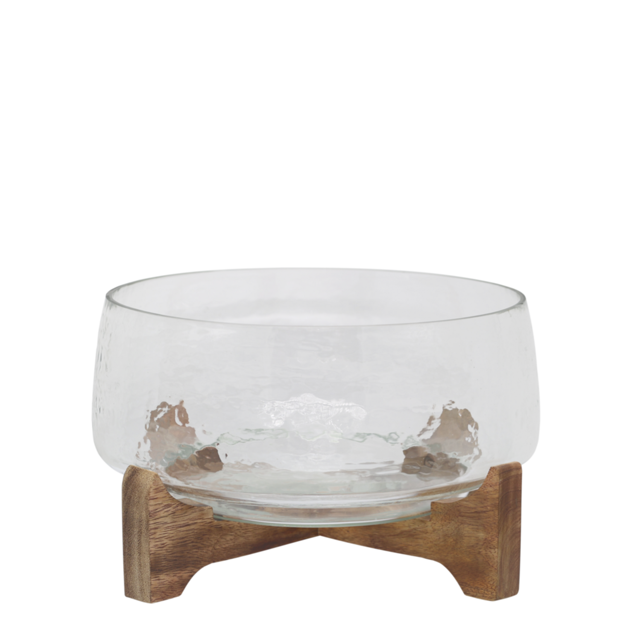 Chic Antique Glas Tablett mit Holzsockel, natur 16,5 cm, Ø 24,5 cm
