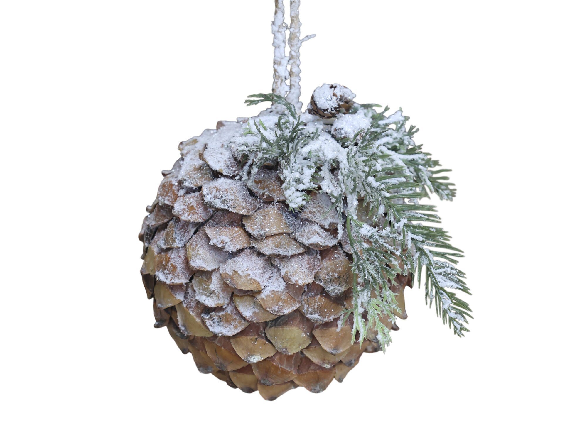 Tannenzapfen Anhänger Fleur mit Schnee, natur 