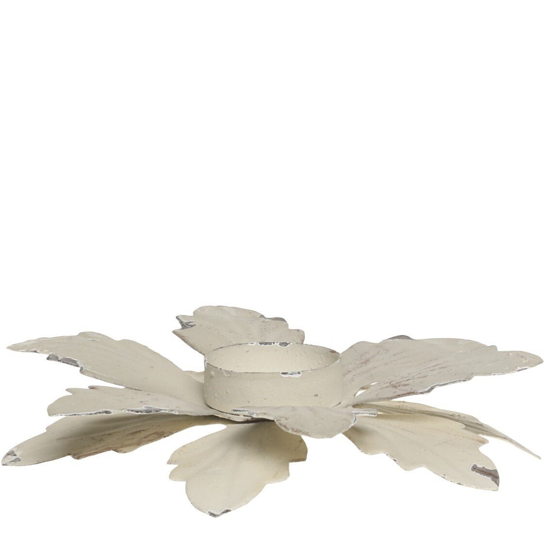 Teelichthalter mit Blumenmuster, antique creme 