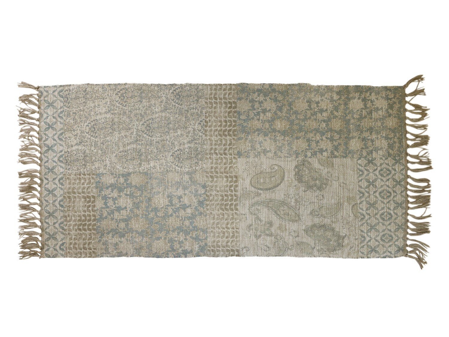 Teppich mit Druck und Fransen, natur 