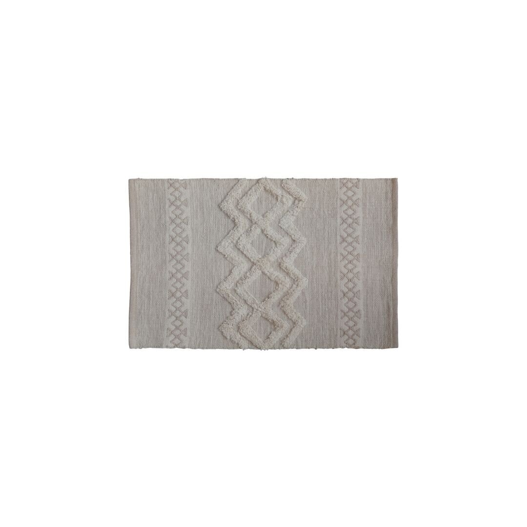 Teppich mit Zickzackmuster aus Baumwolle, creme L90 x B60 cm