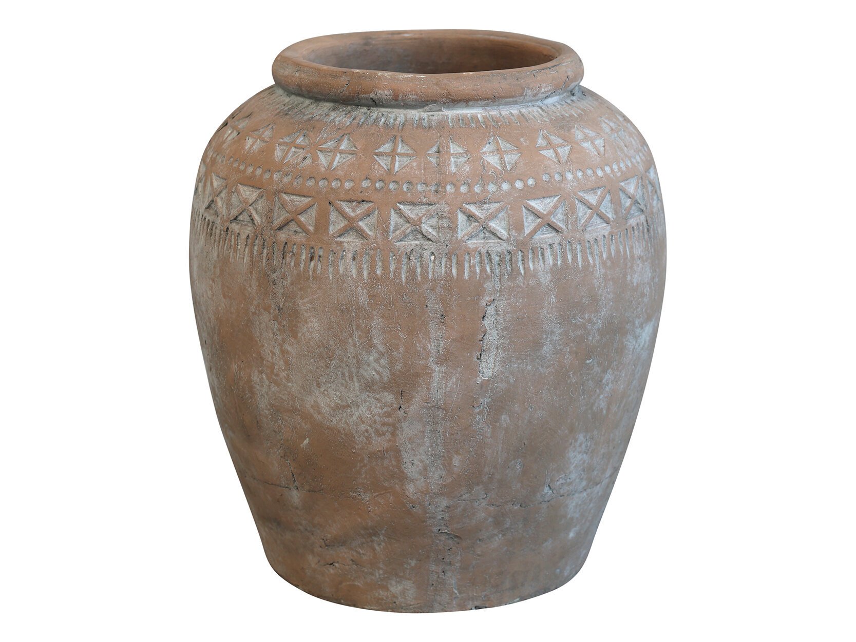 Terrakotta Topf mit Muster, natur Ø 28,5 cm, H 31,5 cm