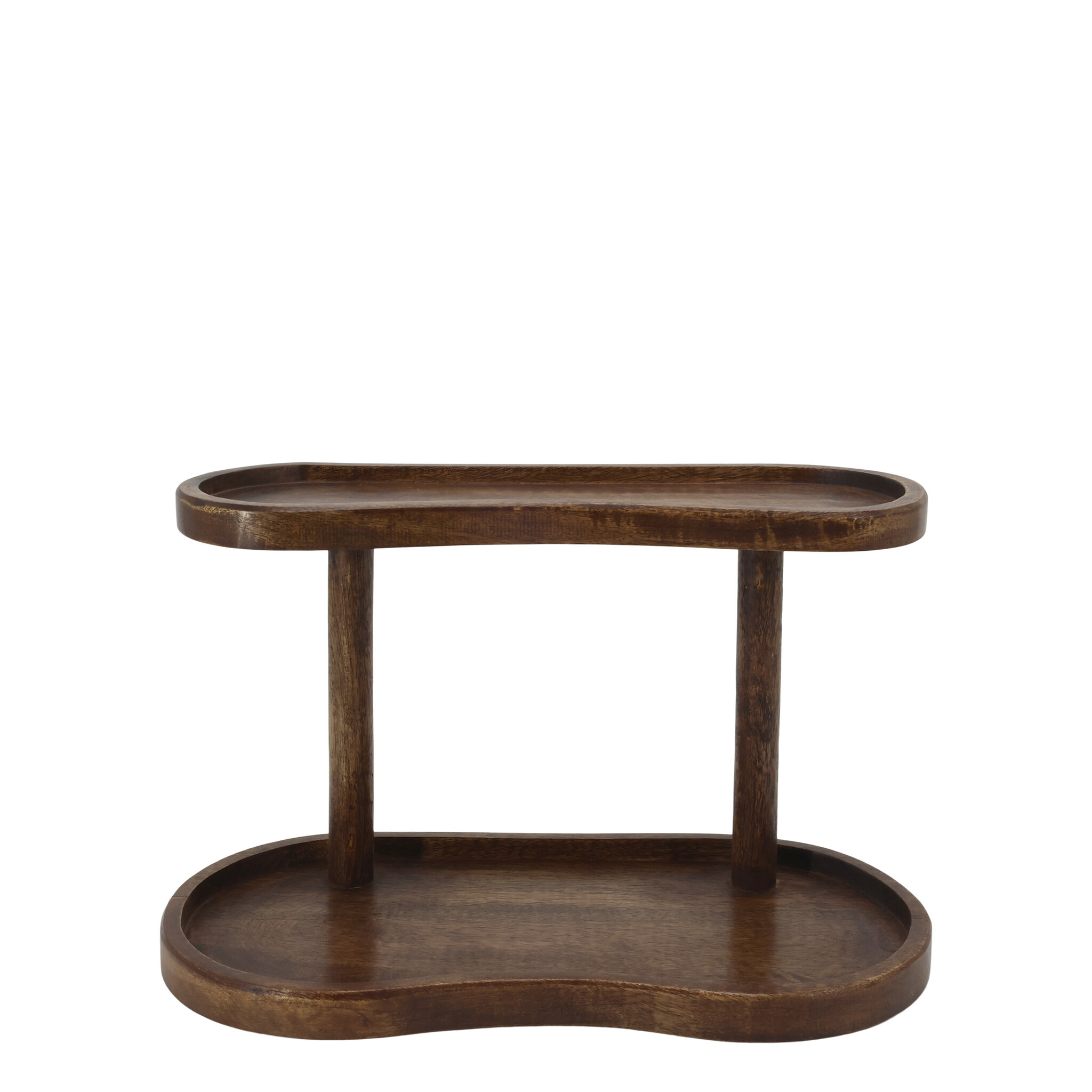 Tours Küchen Display aus Mangoholz mit 2 Ablageböden, walnuss 35 x 17 x 23 cm