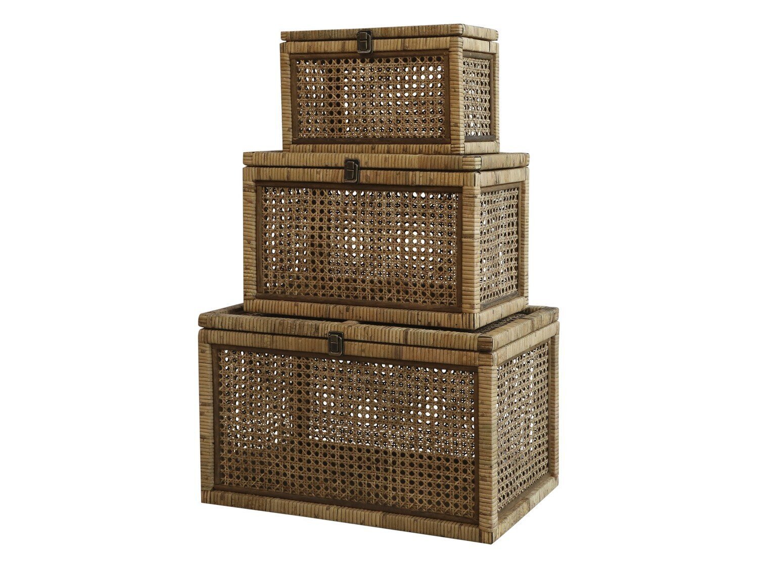 Truhe in französischem Geflecht 3er Set, natur 