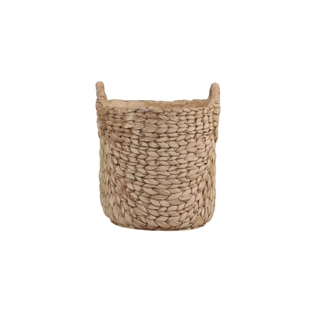 Übertopf Corte mit Flechtmuster und Henkel, braun H22 x Ø18,5 cm