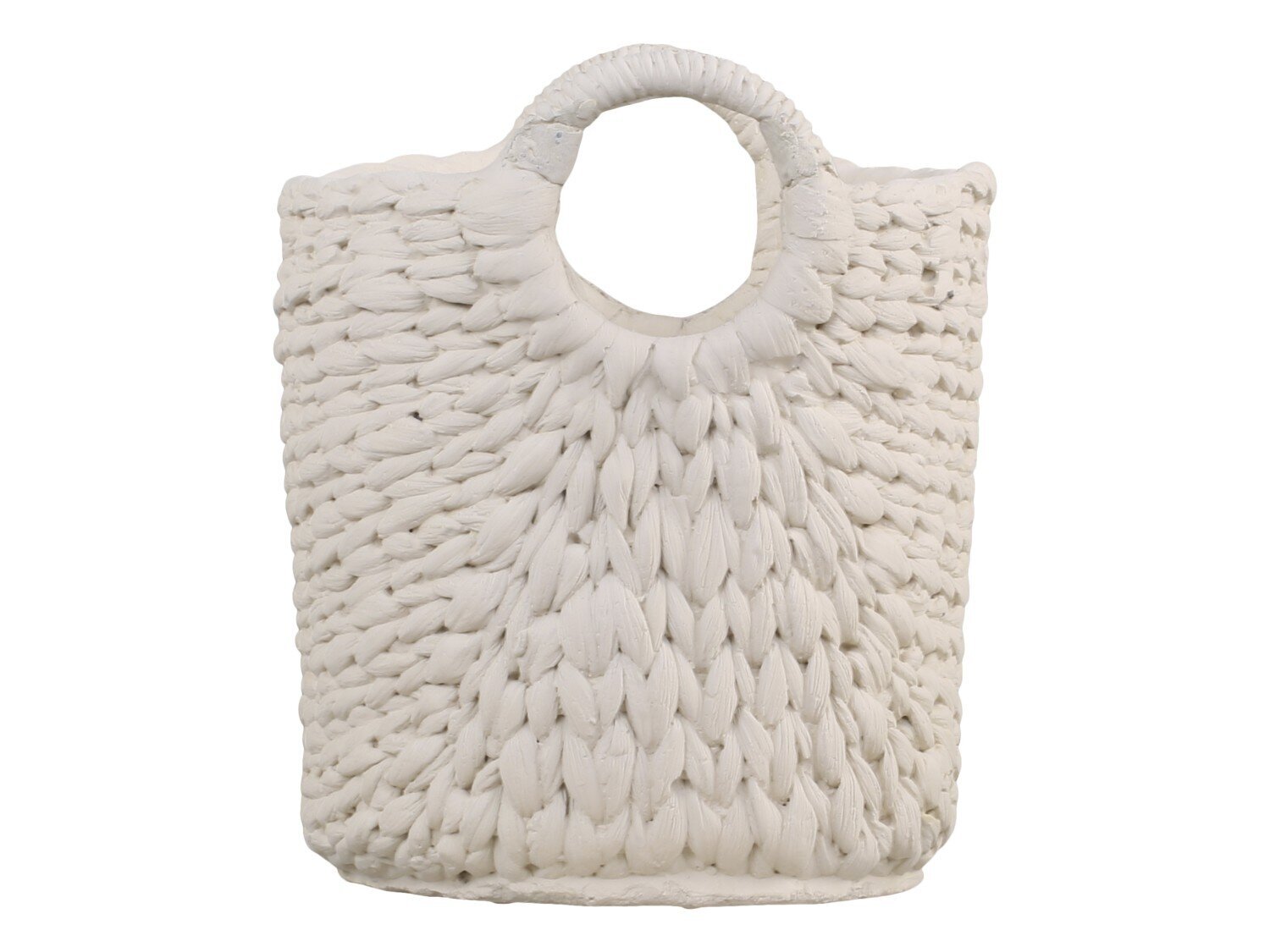 Übertopf Corte mit Flechtmuster und Henkel, creme H22 x Ø18,5 cm