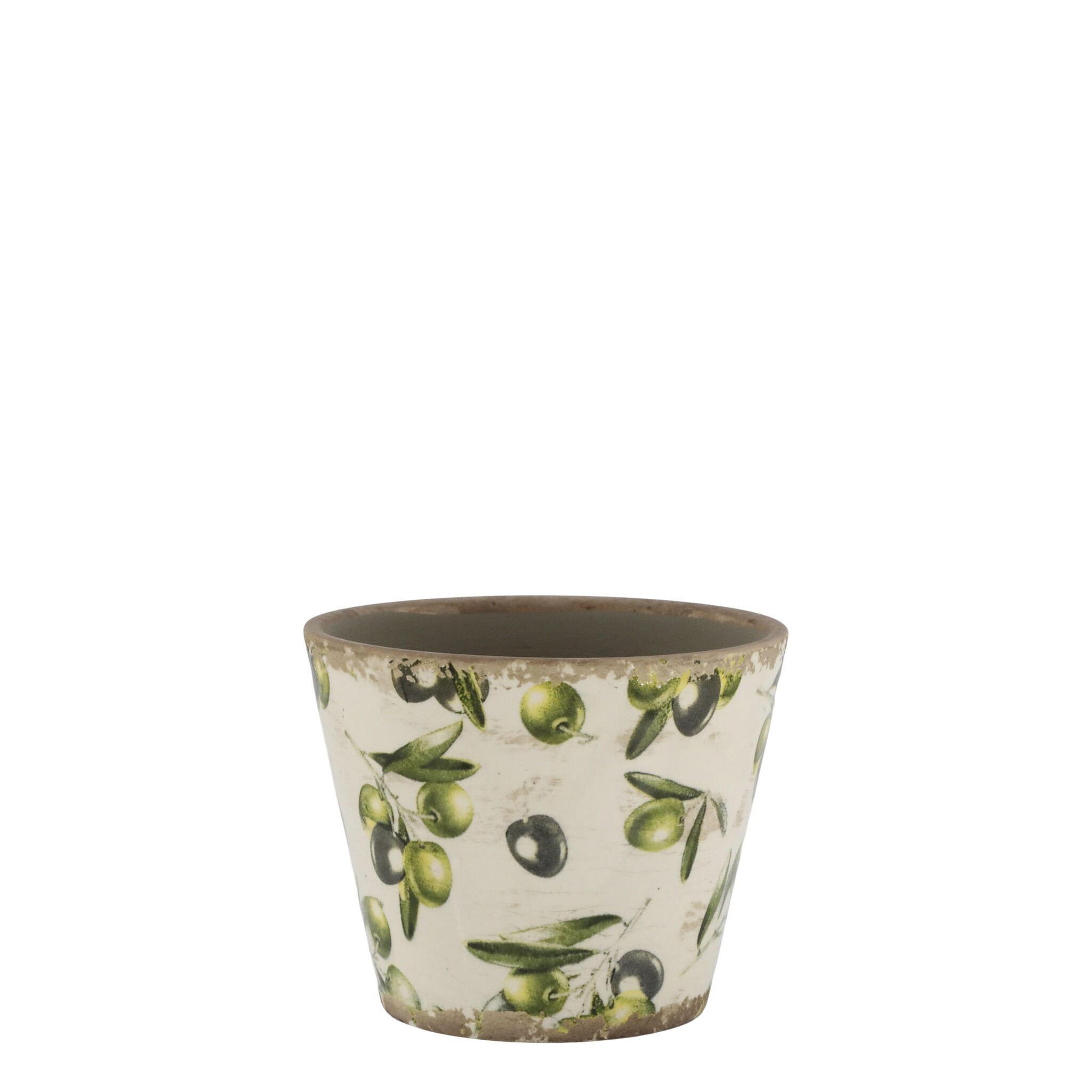 Übertopf Olive mit Olivenmuster, grün Höhe 10,5, Ø 13,5 cm