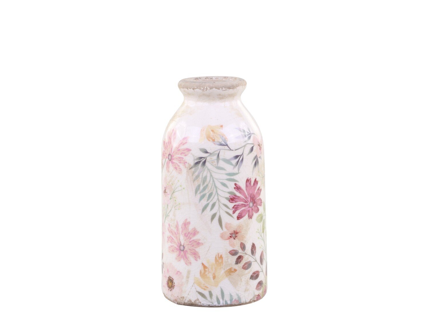 Vase Auray Flasche mit Blumen, antique creme H15,5 x Ø7,5 cm