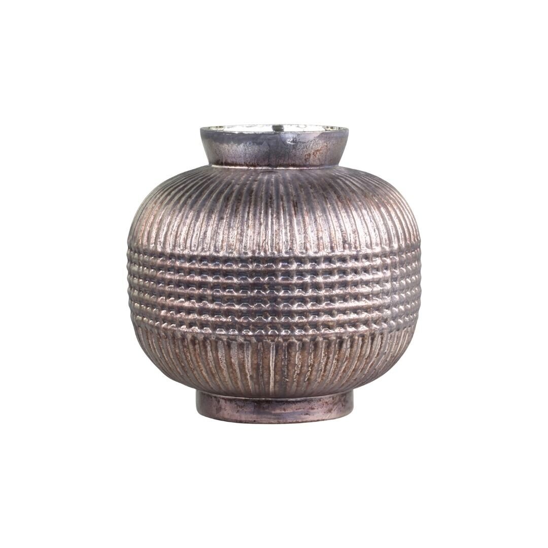 Vase aus Glas mit Muster, mokka 