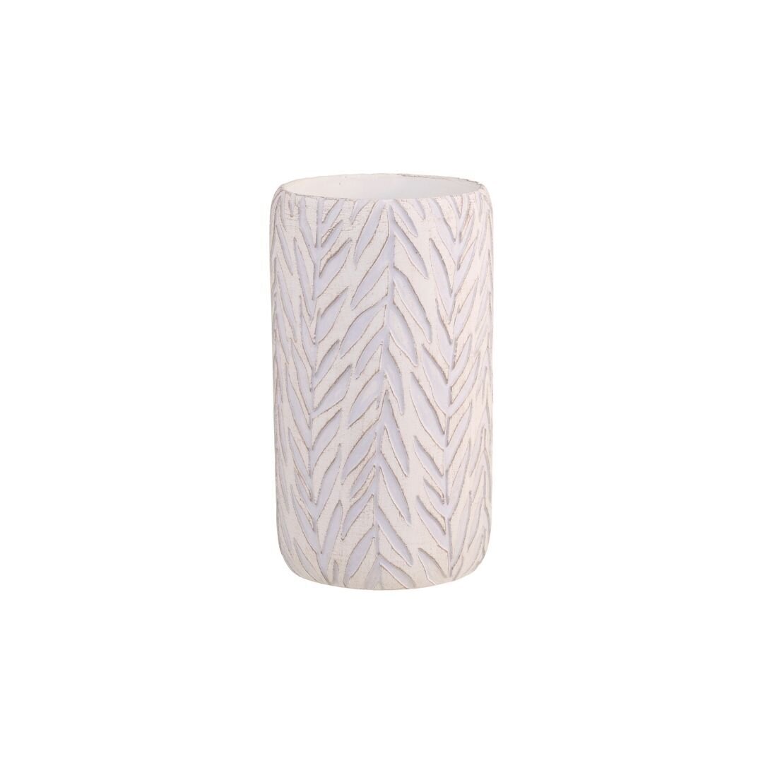 Vase aus Zement mit Blattmuster, franz. grau Ø12,5 x H22 cm