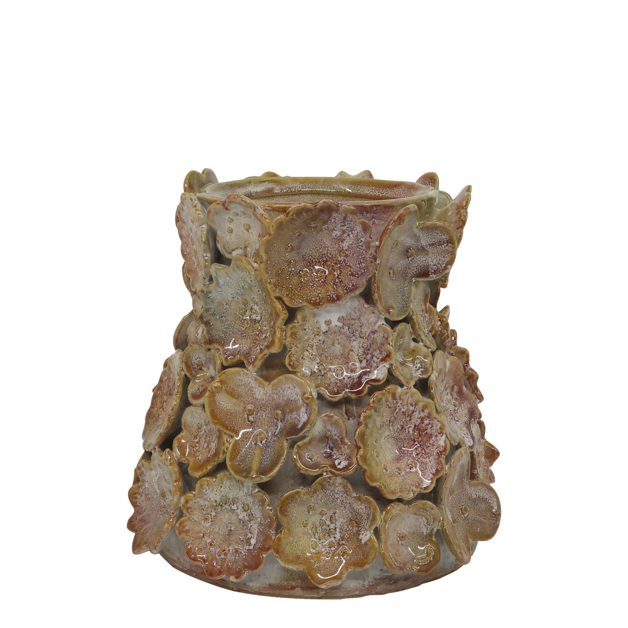 Chic Antique Vase Wüstenrose mit Dekor aus Steingut