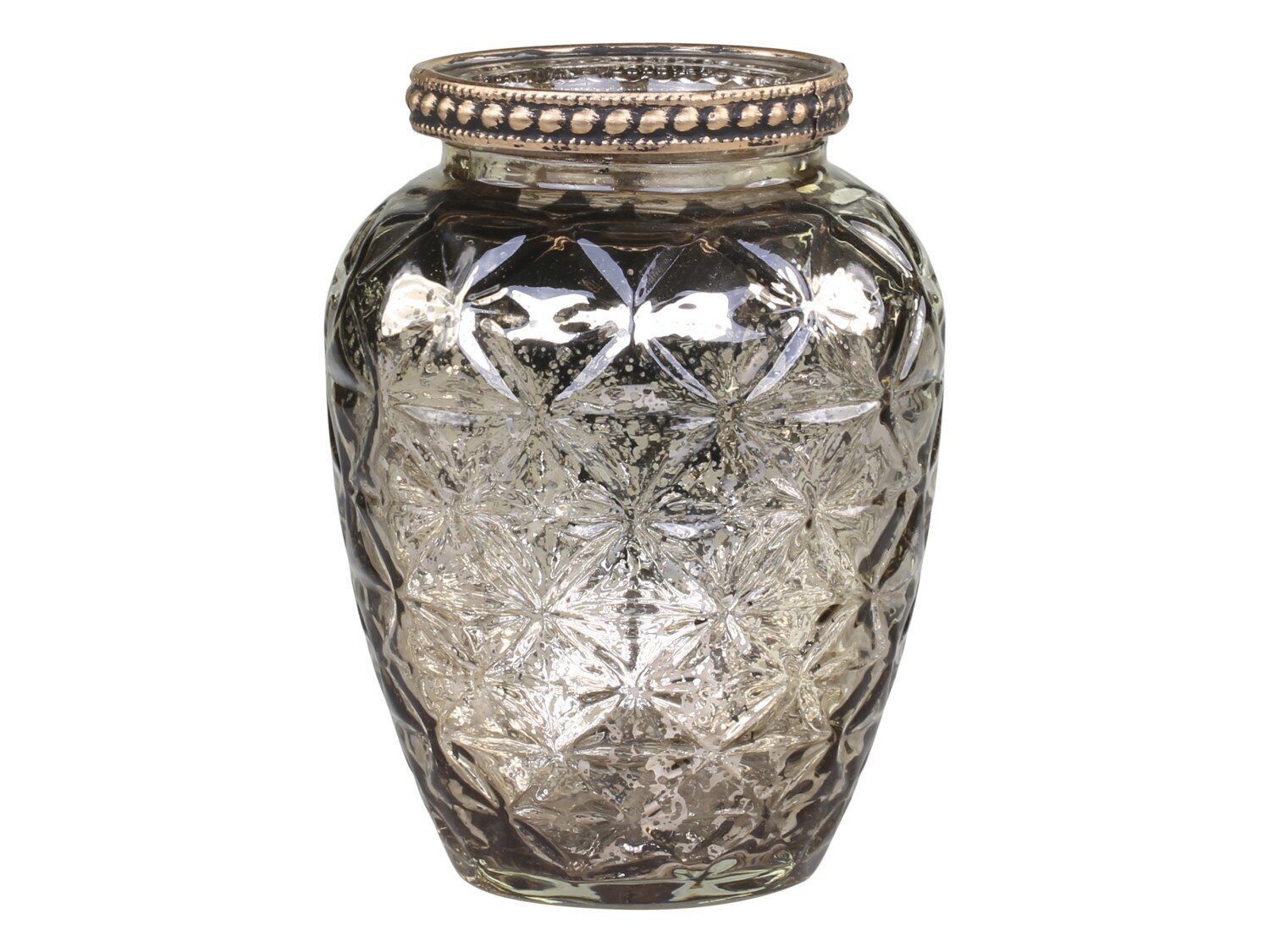 Vase mit Perlenkante und Schliff, champagner H10,5/Ø8 cm