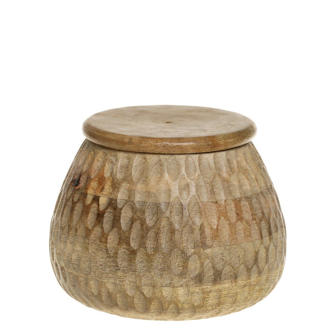 Verzierte Box mit Deckel, natur 15 x 19 cm