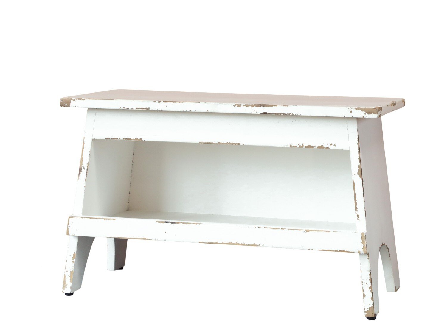 Vintage Bank mit Regal, antique creme 