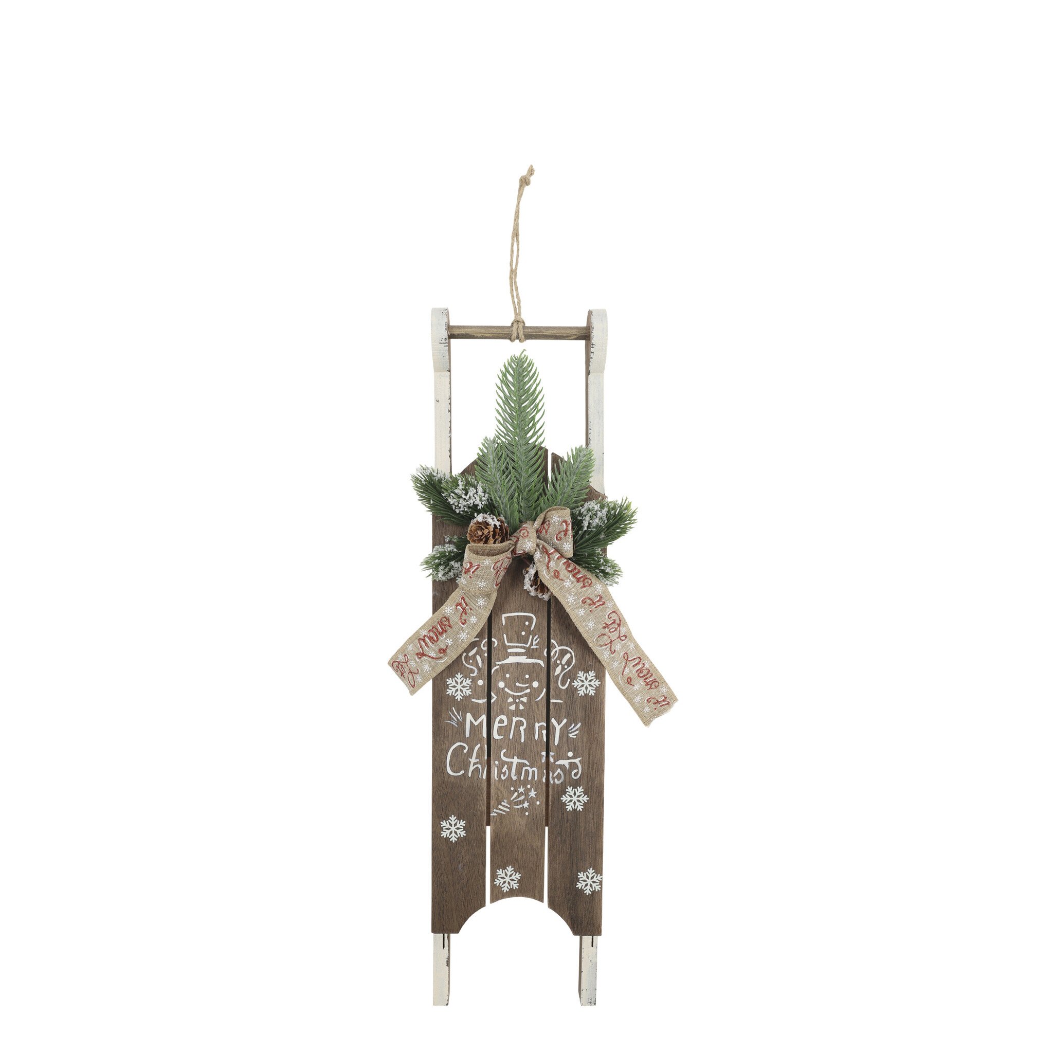 Chic Antique Vintage Deko-Schlitten mit Tannenzweig
