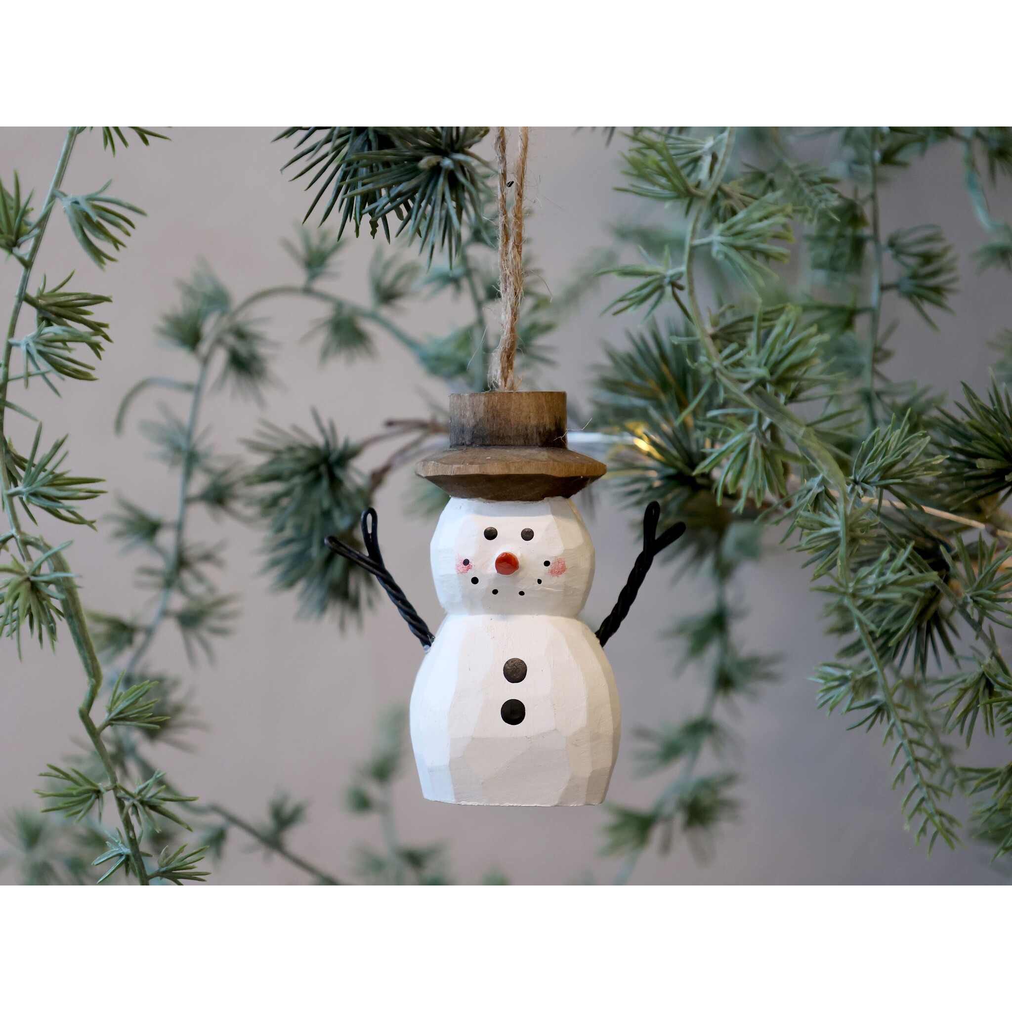 Vintage Schneemann Aufhänger, weiß 