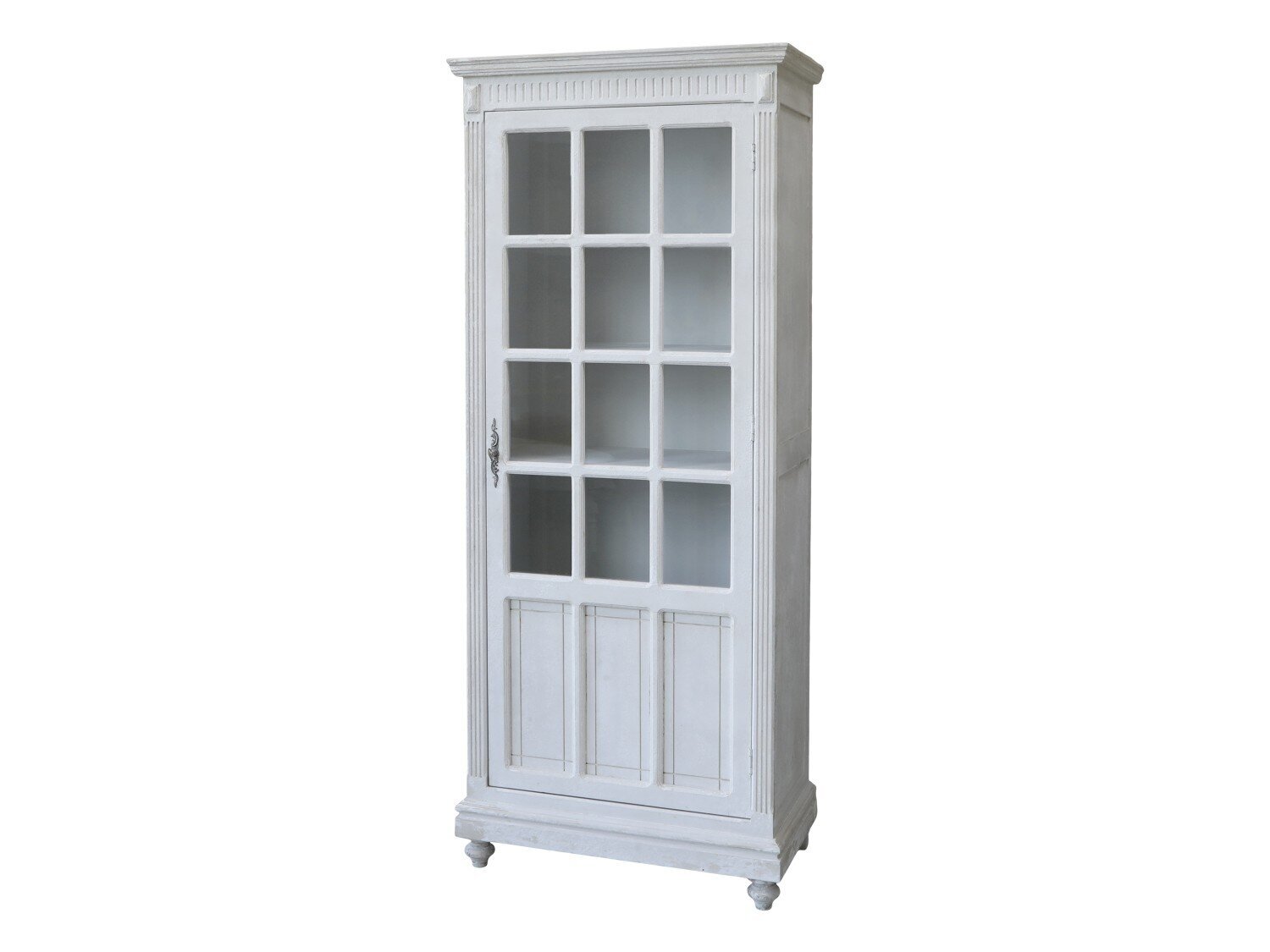 Vitrinenschrank mit Glaselement in der Tür, antique weiß 