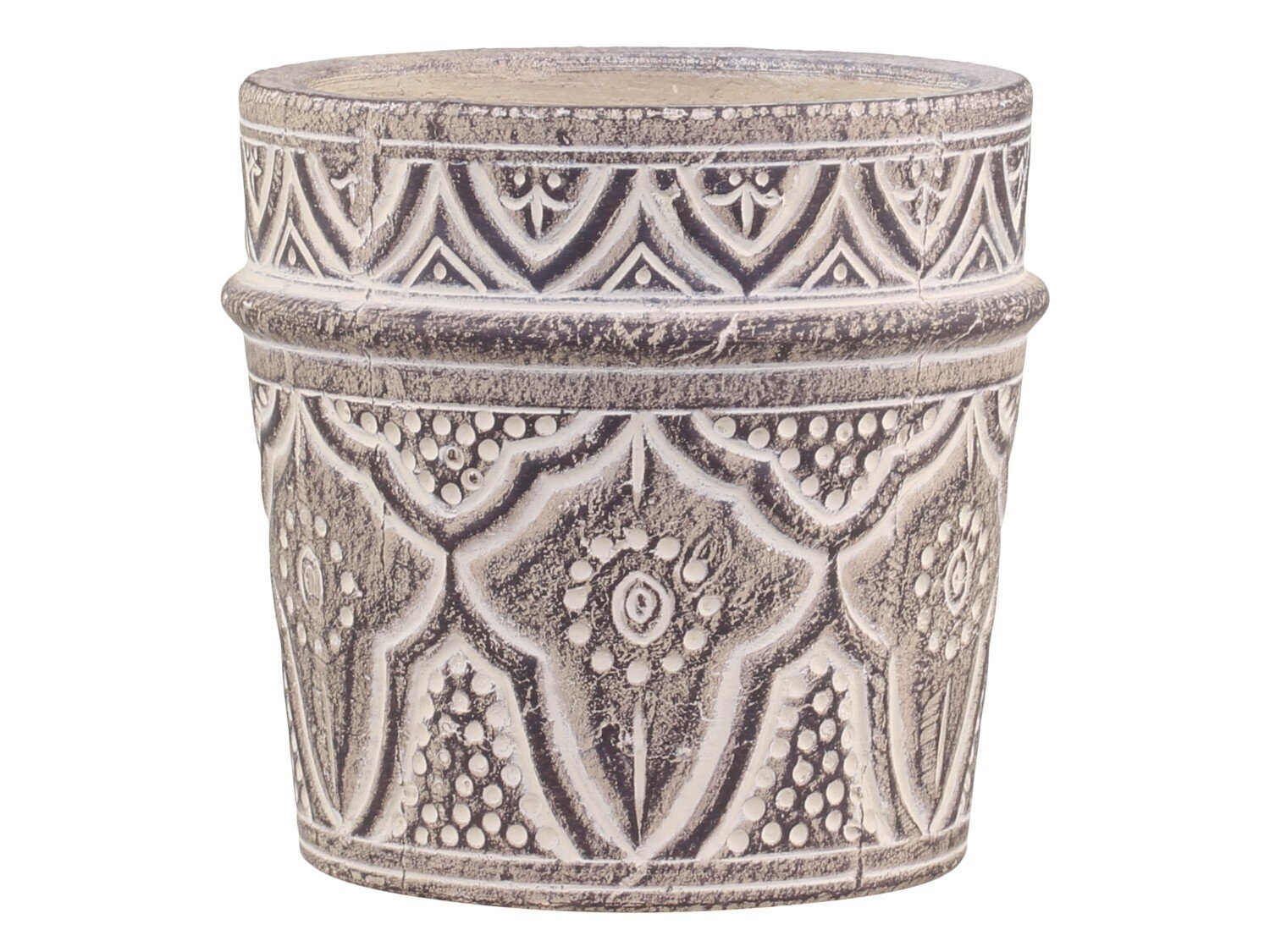 Évron Blumentopf mit Muster, dunkel natur H12.5/Ø13 cm